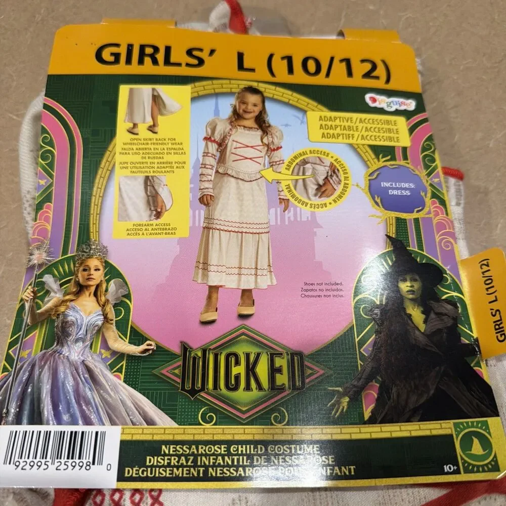 Wicked Nessa Rose Adaptive Costume Dress for Children, Girls Large (10/12) NEW